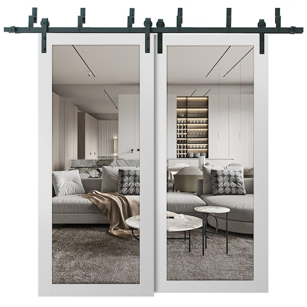 Sartodoors Barn Bypass Interior Door, 64" x 80", White LUCIA2166BBB-BEM-64 - main